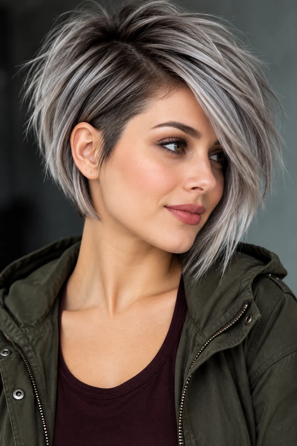 Silver Pixie Undercut Asymmetrical Lob Silver Pixie Undercut Asymmetrical Lob