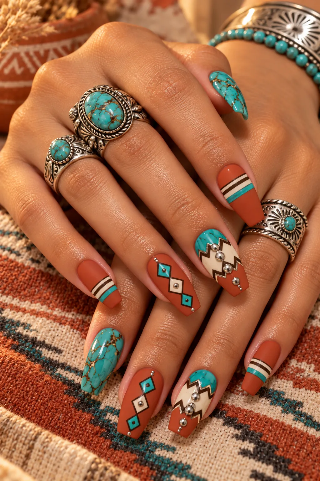 Southwestern Turquoise Coffin Nails