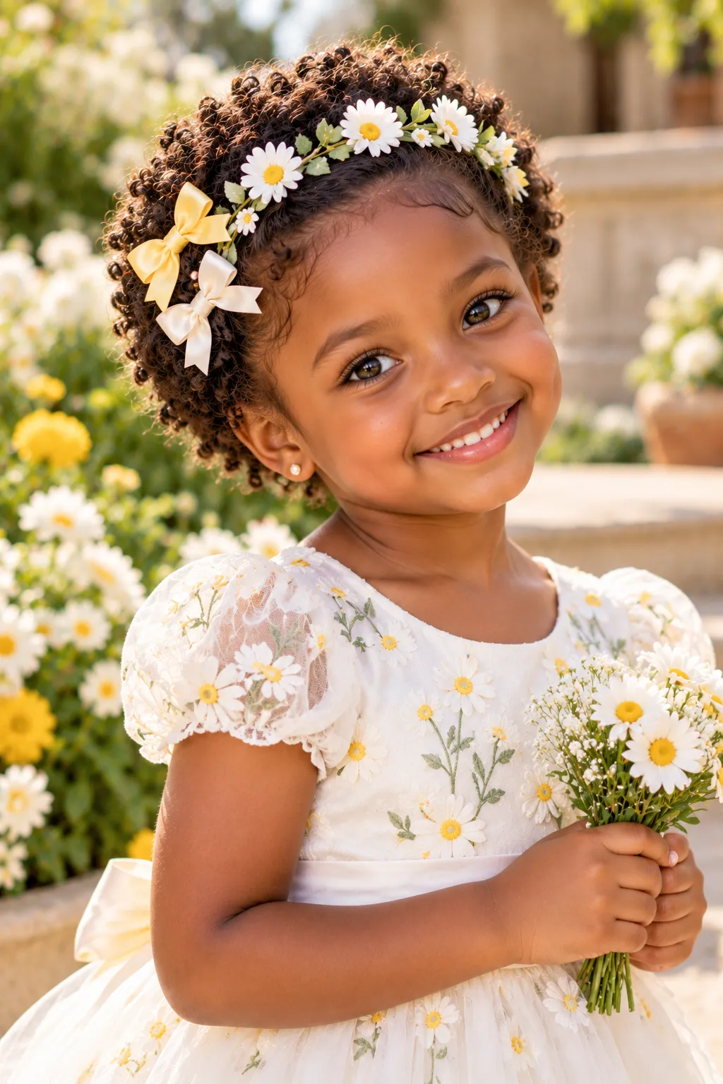 Coily Curls with Daisy Crown