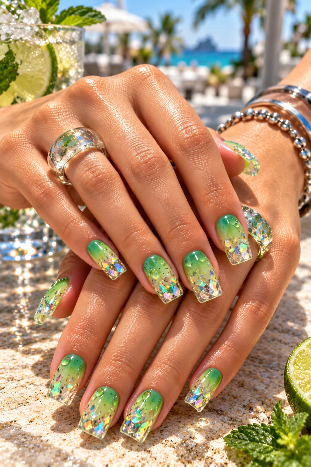 Tropical Jelly Chrome Nails
