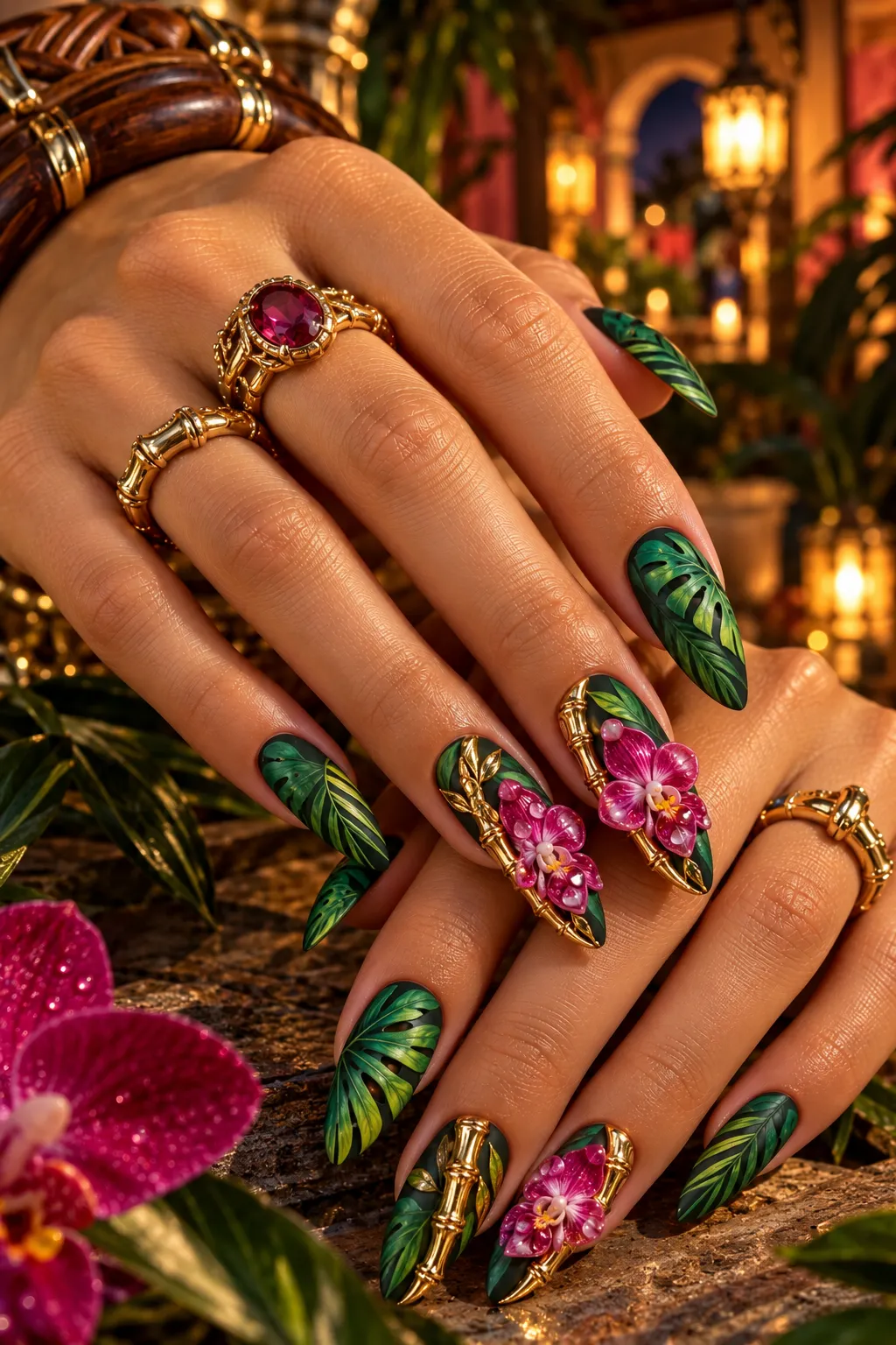 Tropical Orchid Jungle Manicure