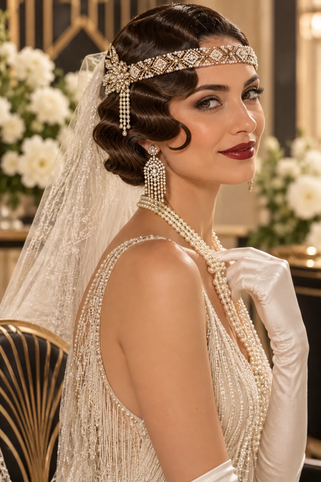 Finger Waves with Art Deco Beaded Headband