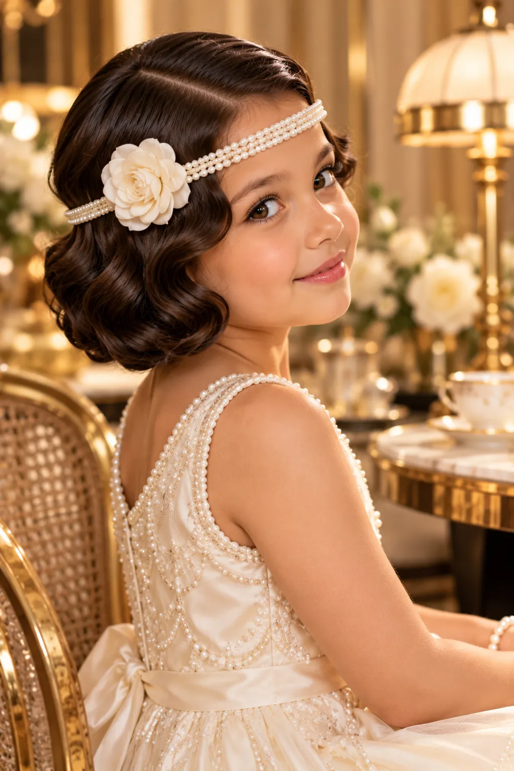 Vintage Finger Waves with Pearl Headband
