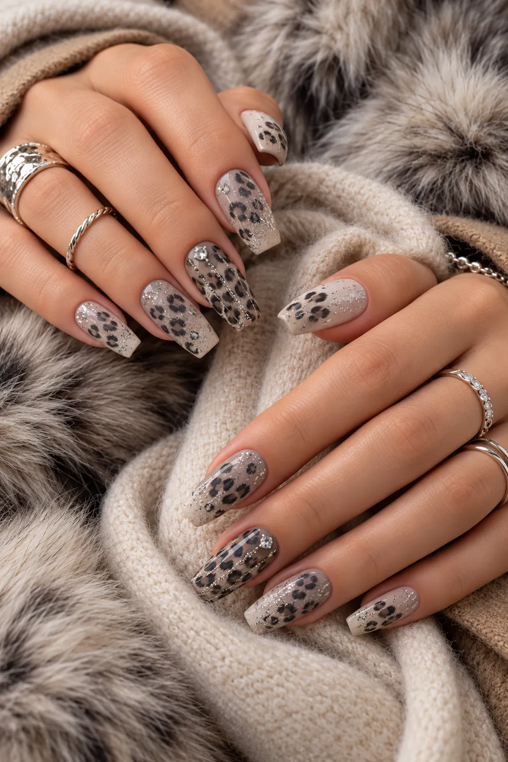 Snow Leopard Luxe Nails